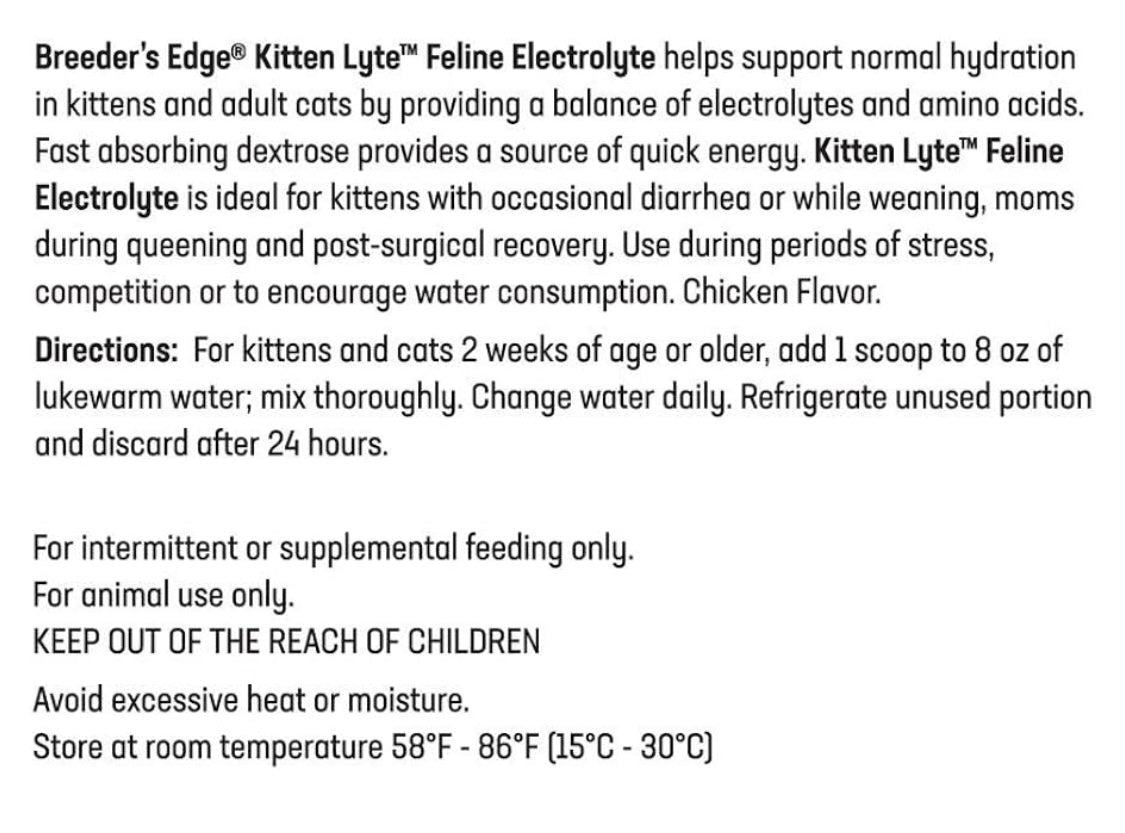 Breeder's Edge Kitten Lyte- Feline Electrolyte Supplement for Cats and Kittens- 300 gm