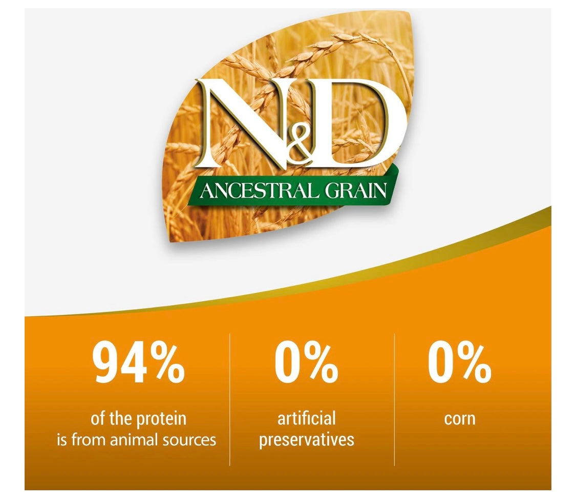 Farmina Natural & Delicious Chicken & Ancestral Low-Grain Formula Dry Cat Food, 3.3-lb bag