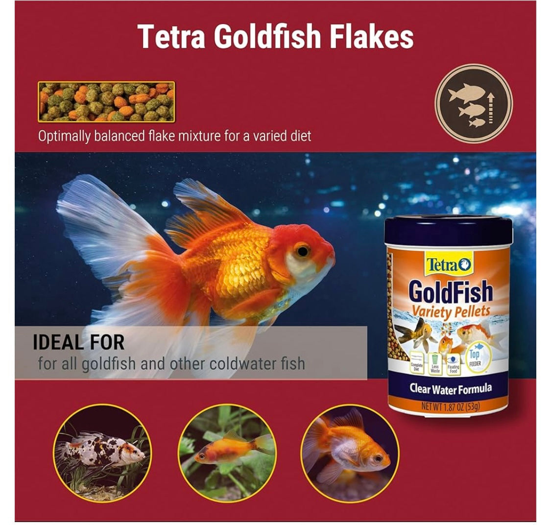 Tetra Goldfish Variety Pellets, Balanced Diet, 1.87 Ounce