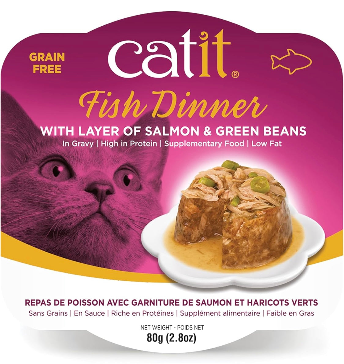 Catit Fish Dinner with Salmon & Green Beans – Hydrating and Healthy Wet Cat Food for Cats of All Ages