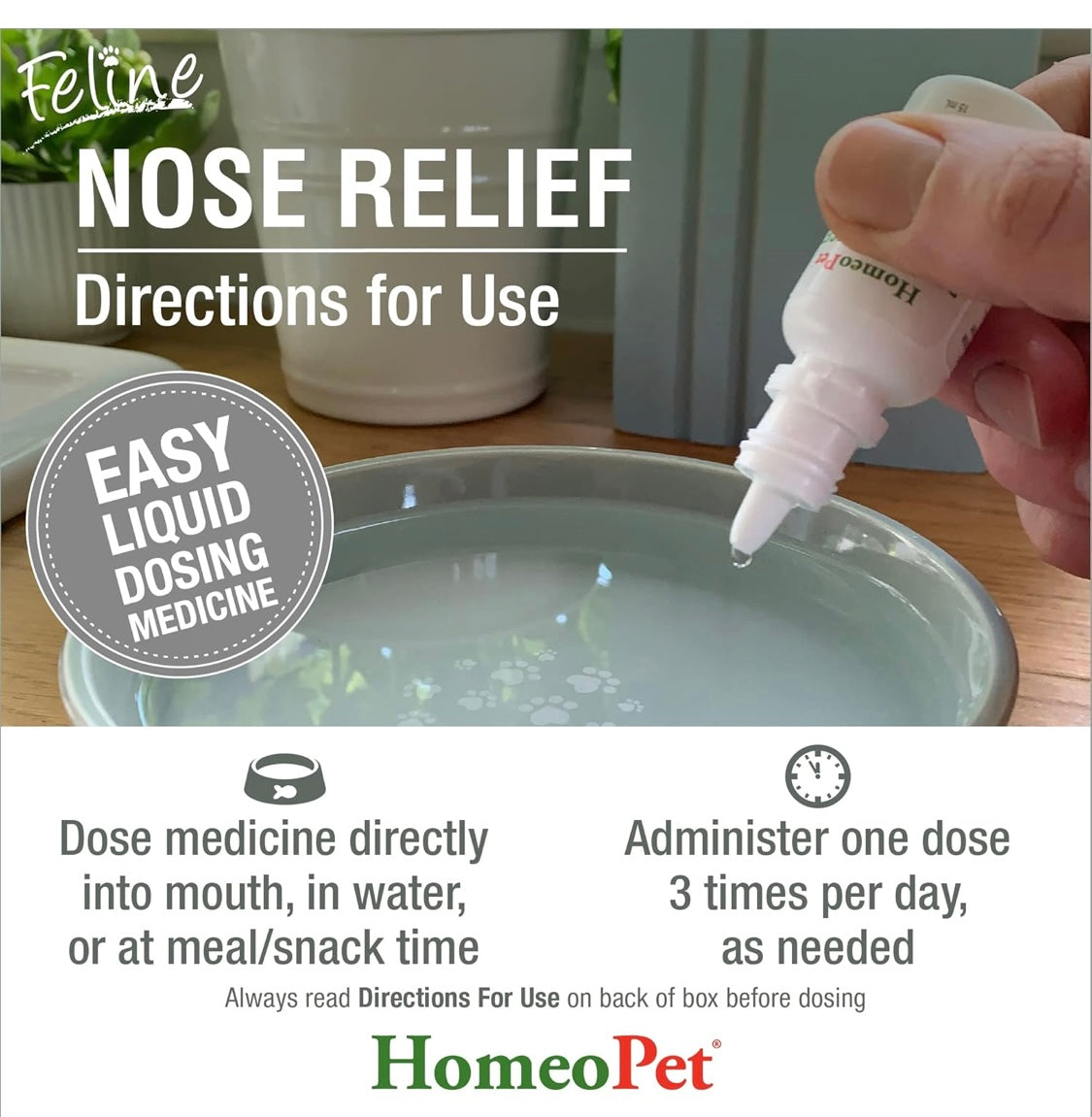 HomeoPet Feline Nose Relief, Natural Nasal and Sinus Medicine for Cats, Pet Medicine, 15 Milliliters