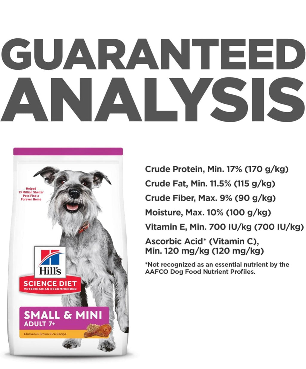 Hill's Science Diet Small & Mini, Senior Adult 7+, Small & Mini Breeds Senior Premium Nutrition, Dry Dog Food, Chicken, Brown Rice, & Barley, 4.5 lb Bag
