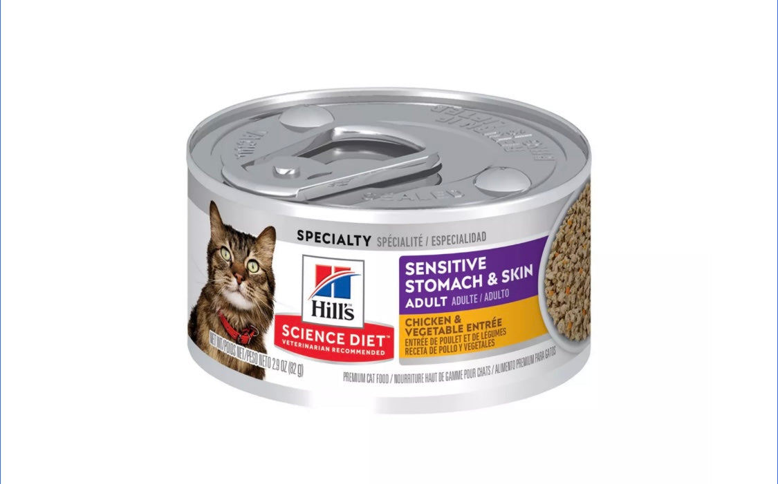 Hill's® Science Diet® Sensitive Stomach & Skin Adult Wet Cat Food - 2.9 oz chicken and vegetable entre
