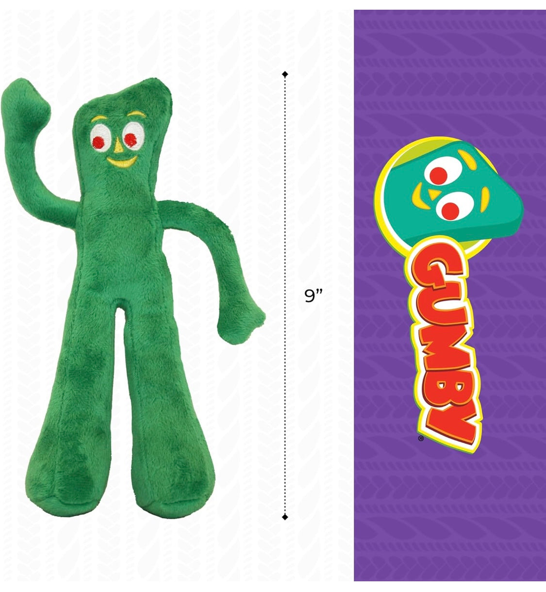 Multipet Gumby Dog Plush Toy - Squeaky Toy for All Dogs - Extra Soft Plush w/ Flexible Legs & Arms - Stuffed Animal for Cuddling & Playing - Cute Dog Pet Toy (9", Green)