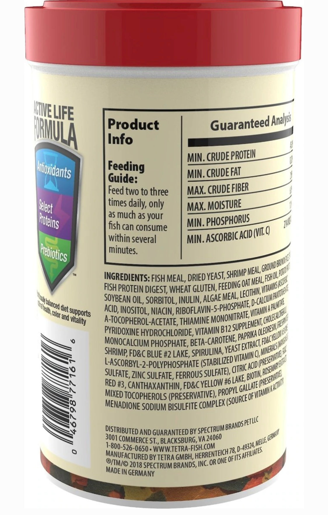Tetra Color Tropical Flakes Fish Food, 2.20-oz jar