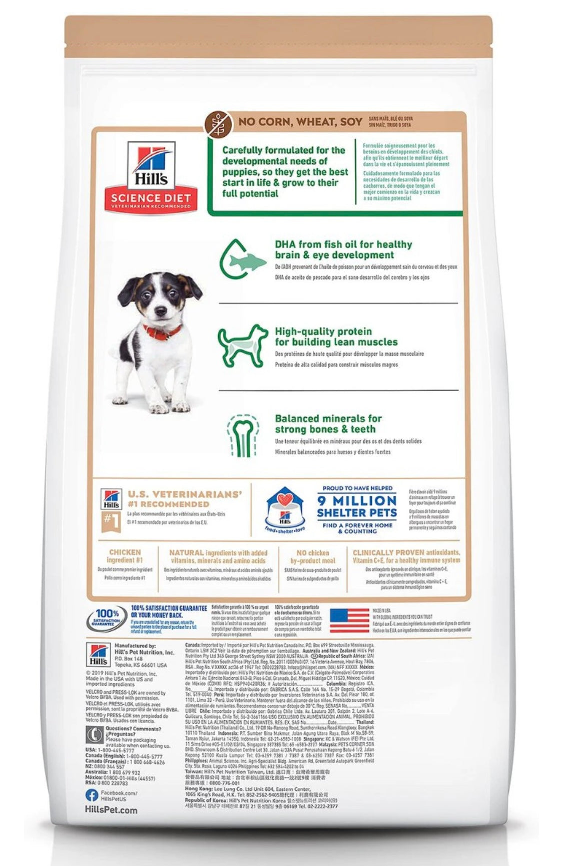 Hill's Science Diet Puppy Chicken & Brown Rice Recipe No Corn, Wheat or Soy Dry Dog Food, 4-lb bag