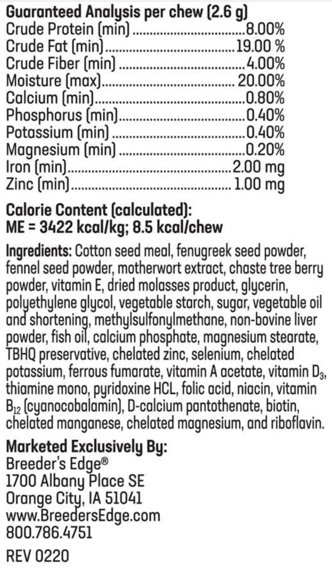 Revival Animal Health Breeder's Edge Oxy Momma- Nursing & Recovery Supplement- for Small Dogs & Cats- 40ct Soft Chews