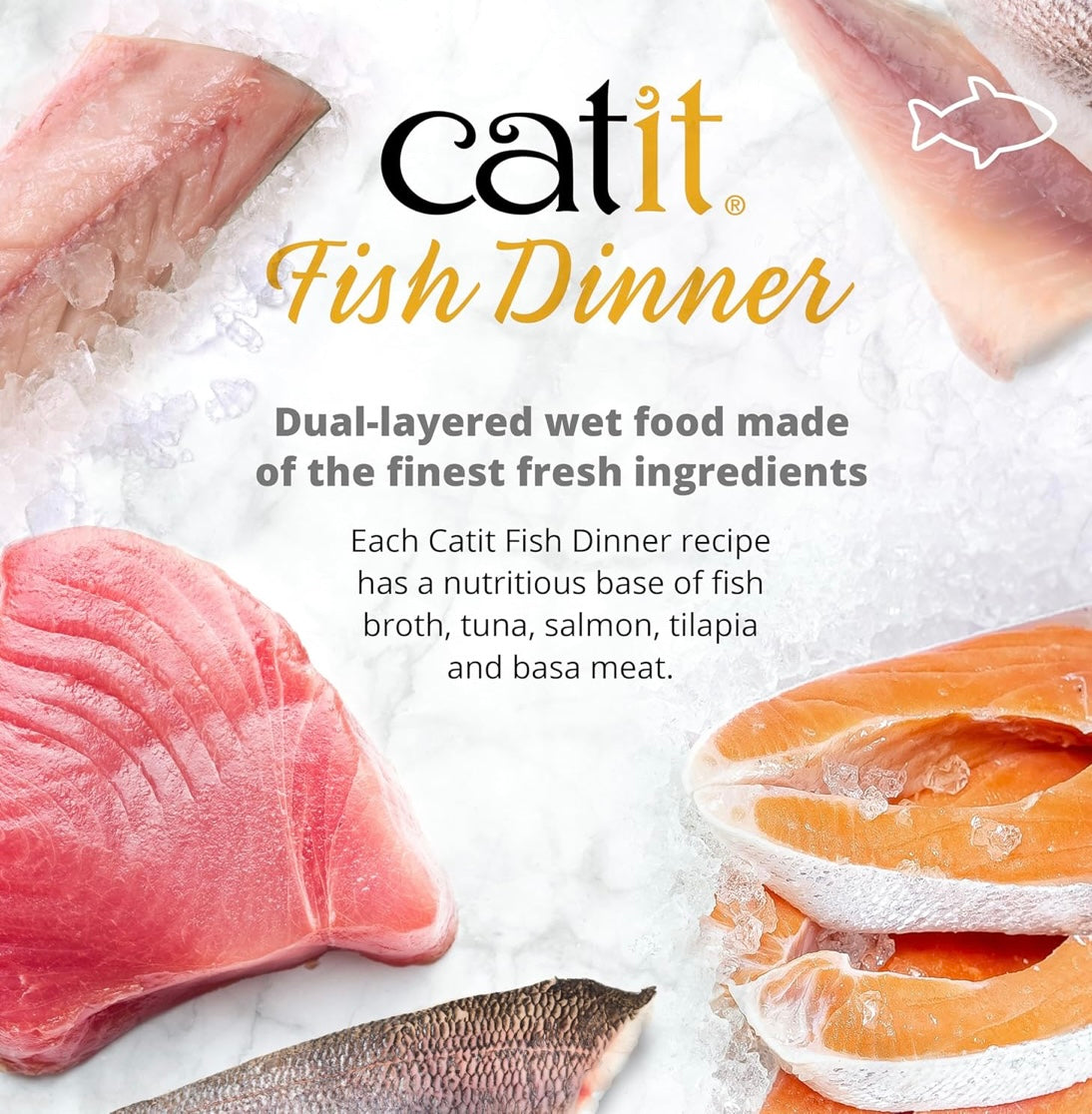 Catit Fish Dinner with Crab Flavor & Pumpkin – Hydrating and Healthy Wet Cat Food for Cats of All Ages
