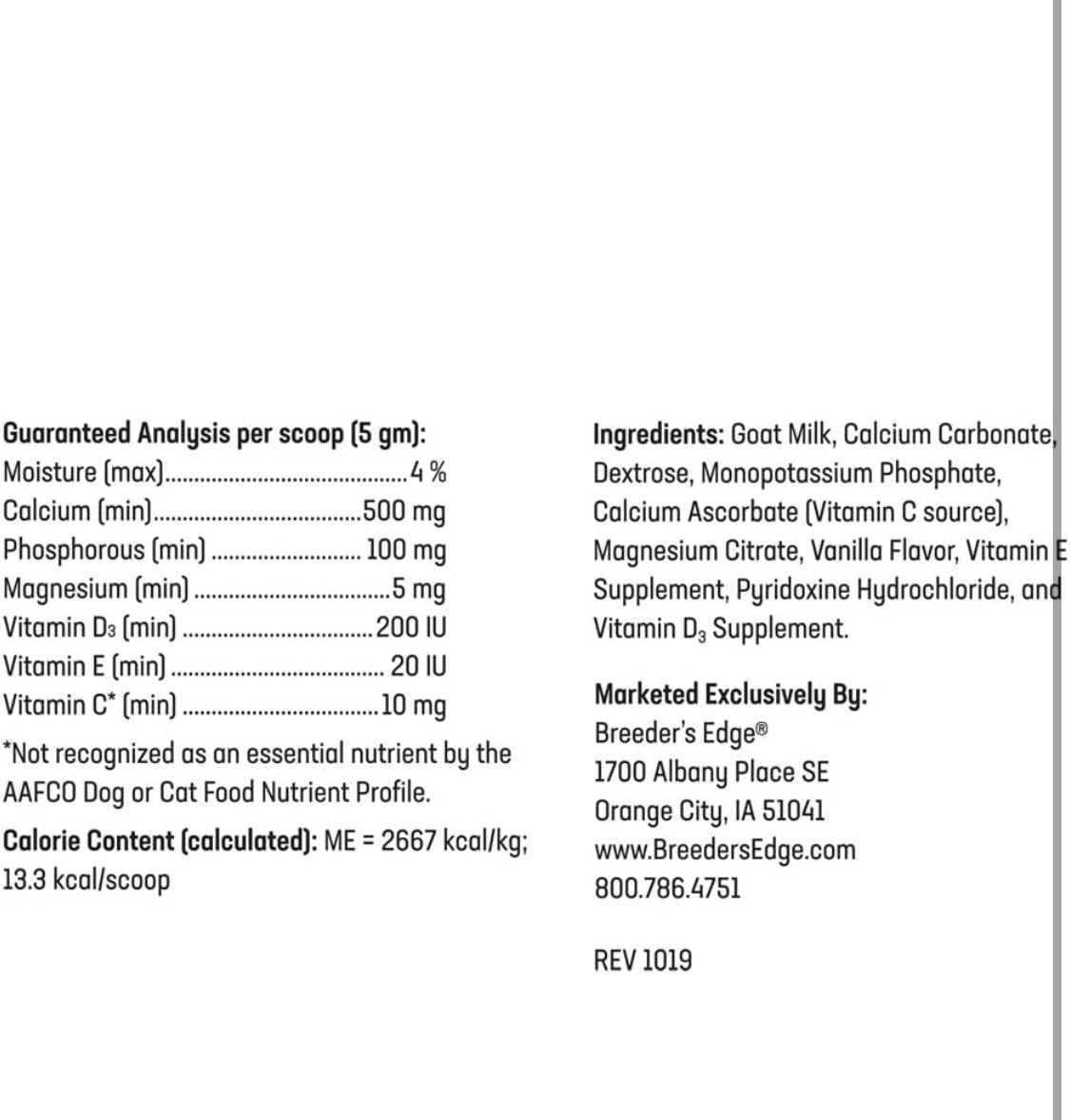 Revival Animal Health Breeder's Edge Oral Cal Plus Powder- Calcium Supplement for Dogs & Cats- 300gm