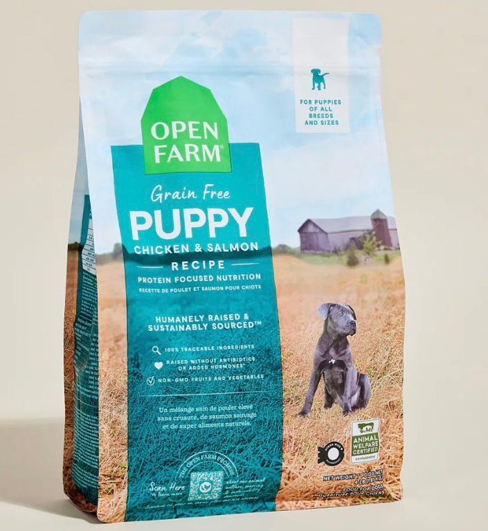 open farm Chicken & Salmon Grain-Free Puppy Kibble 22 lbs