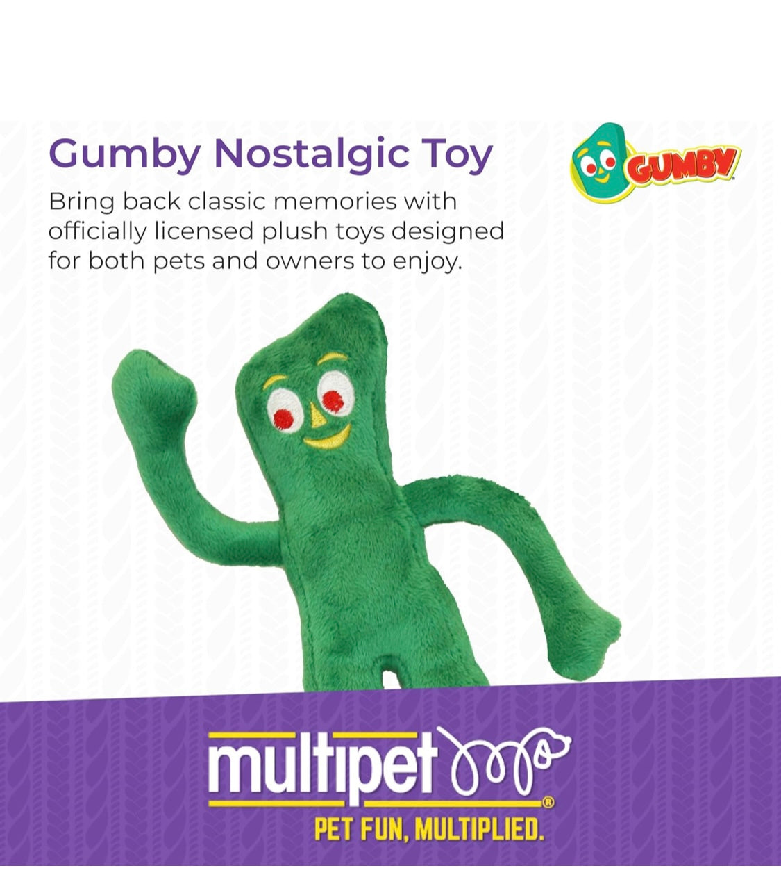 Multipet Gumby Dog Plush Toy - Squeaky Toy for All Dogs - Extra Soft Plush w/ Flexible Legs & Arms - Stuffed Animal for Cuddling & Playing - Cute Dog Pet Toy (9", Green)