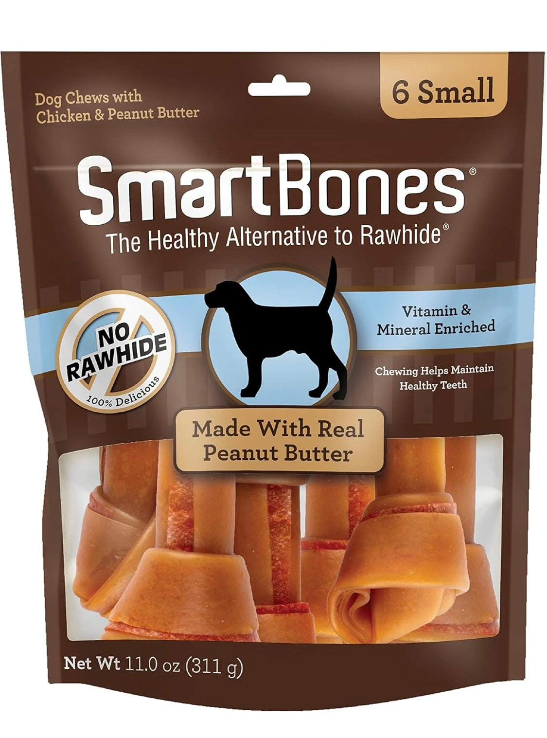 SmartBones Small Chews, Treat Your Dog to a Rawhide-Free Chew Made with Real peanut butter