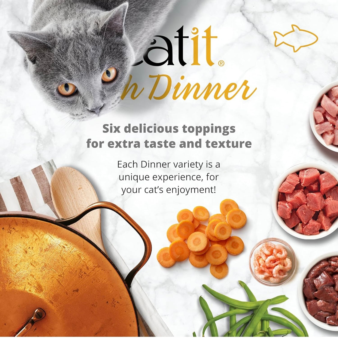 Catit Fish Dinner with Salmon & Green Beans – Hydrating and Healthy Wet Cat Food for Cats of All Ages