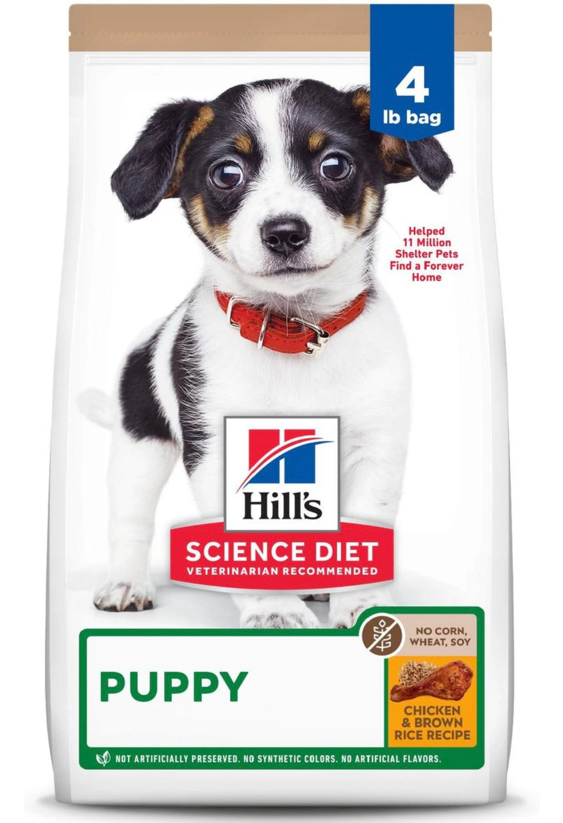 Hill's Science Diet Puppy Chicken & Brown Rice Recipe No Corn, Wheat or Soy Dry Dog Food, 4-lb bag