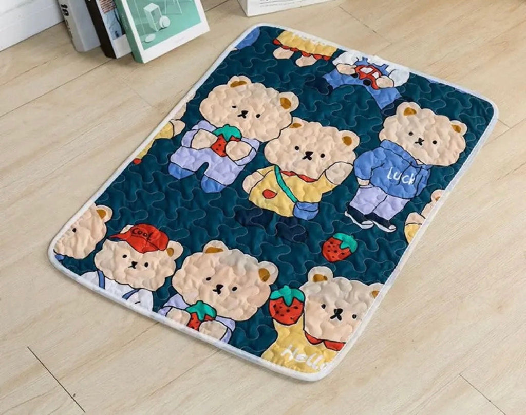 dog mat slip resistant blue bears