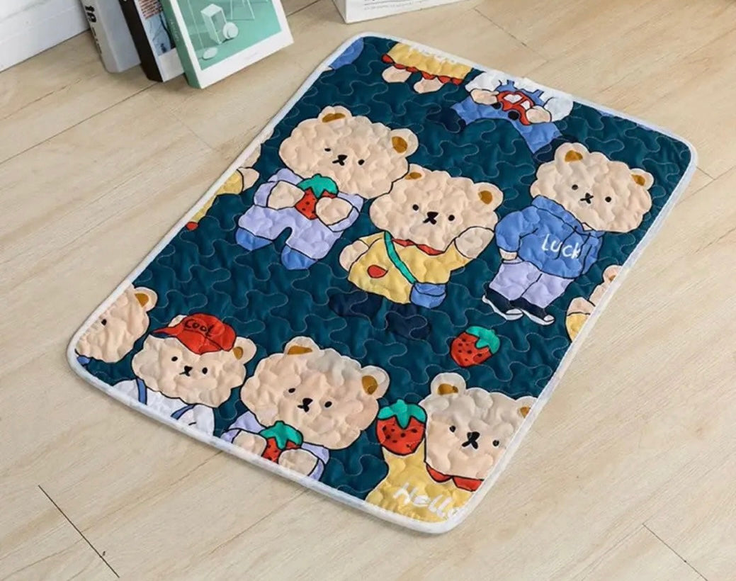 dog mat slip resistant blue bears