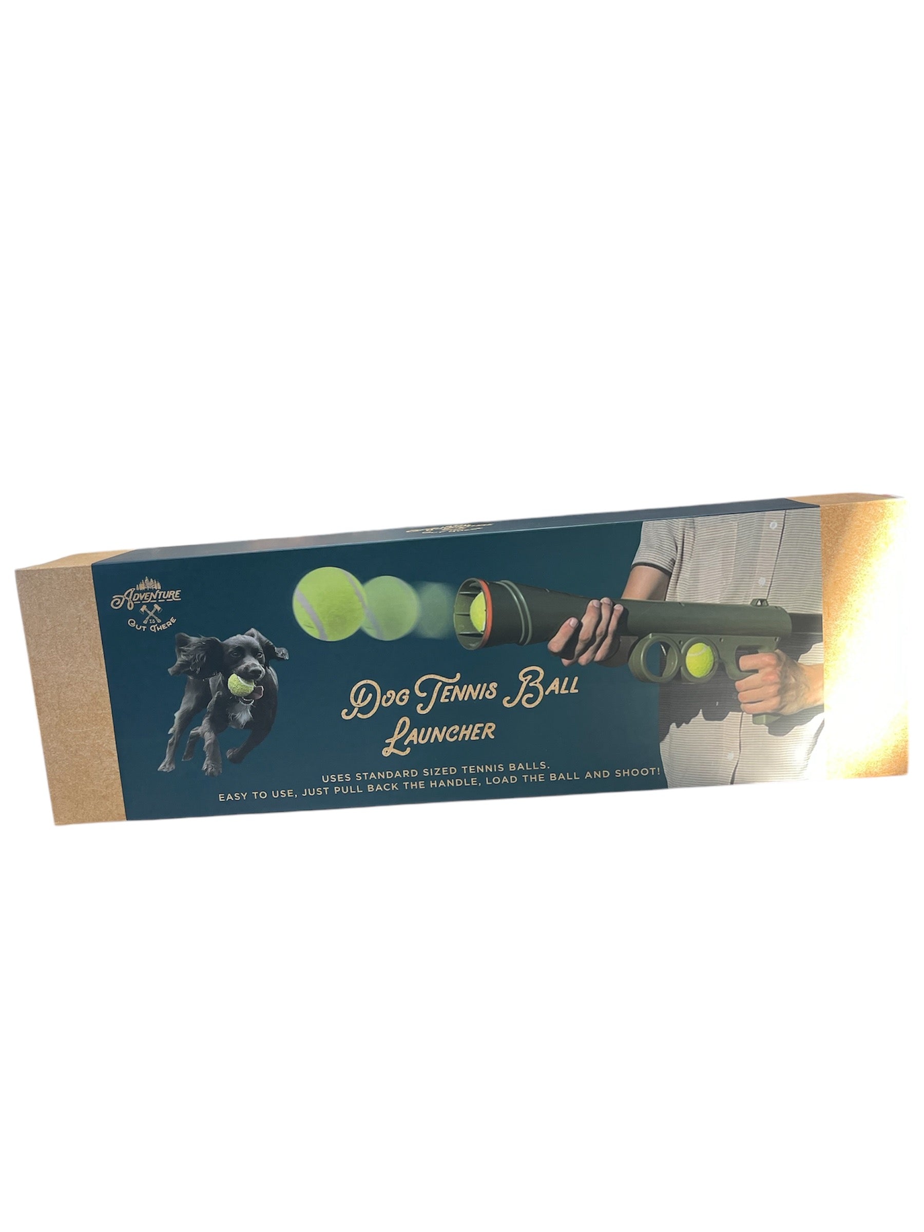 adventure is cut here dog tennis ball launcher