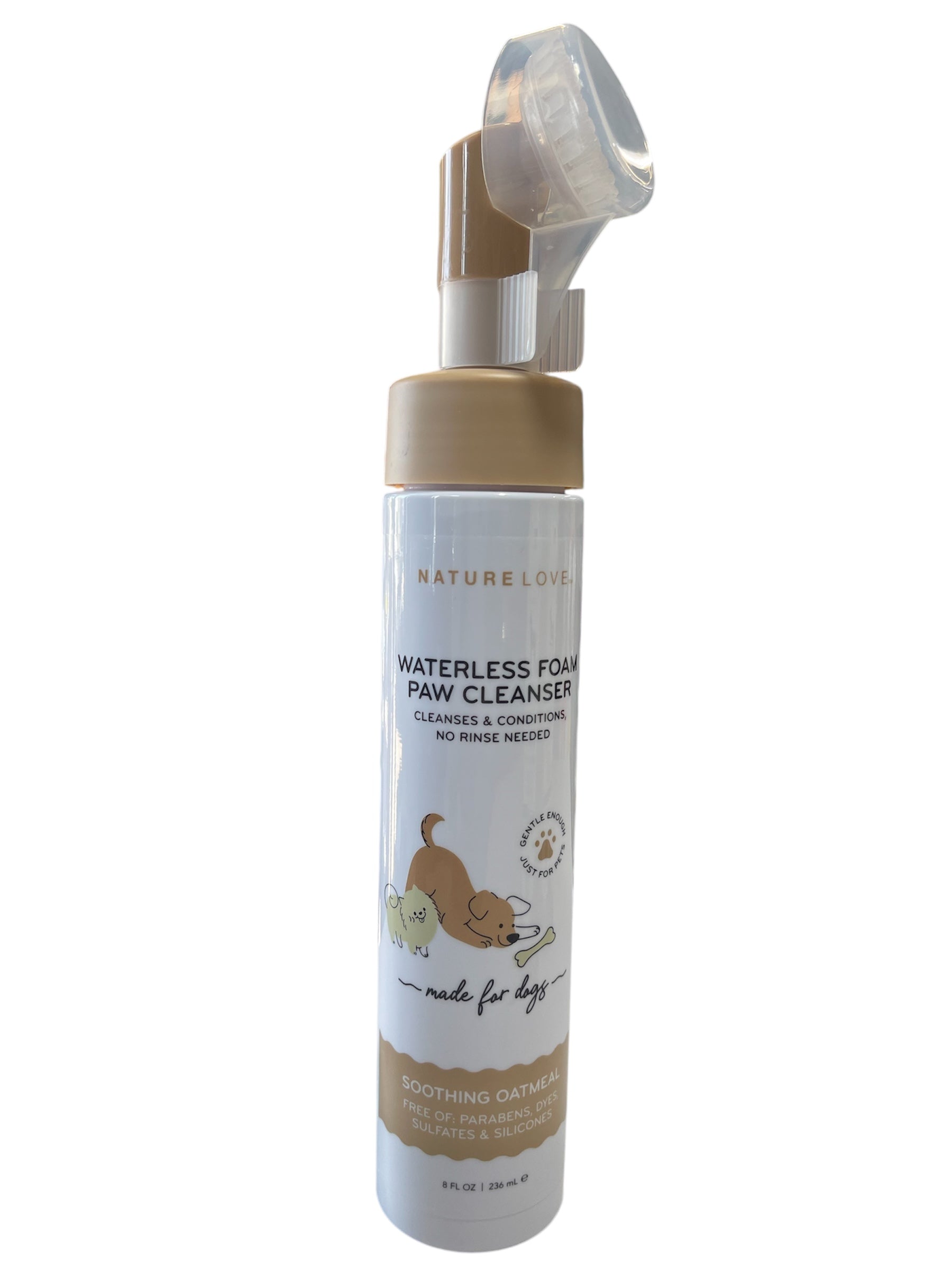 nature love waterless foam paw cleanser oatmeal 8 flo